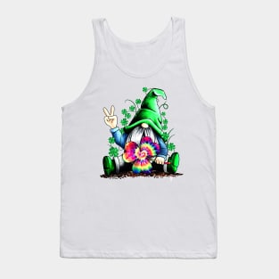 Grome Shamrock Tie Dye Hippie St Patrick_s Day Gnomies Tank Top